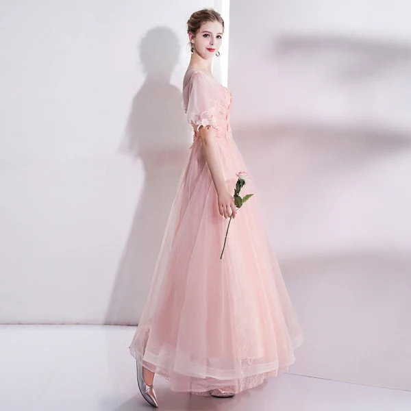 Modern / Fashion Pearl Pink Evening Dresses 2017 Trumpet / Mermaid U-Neck Tulle Appliques Backless Beading Evening Party Formal Dresses