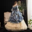 Vintage / Retro Medieval Champagne Ball Gown Prom Dresses 2021 Square Neckline 1/2 Sleeves Floor-Length / Long 3D Lace Handmade  Flower Backless Beading Rhinestone Cosplay Prom Formal Dresses
