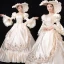 Vintage / Retro Medieval Elegant Ivory Ball Gown Prom Dresses 2021 U-Neck Long Sleeve Floor-Length / Long 3D Lace Beading Sequins Handmade  Cosplay Prom Formal Dresses