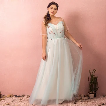 Klasyczna Eleganckie Niebieskie Duży Rozmiar Sukienki Wieczorowe 2018 Princessa Tiulowe U Szyja Bez Pleców Frezowanie Cekiny Sukienki Na Bal
