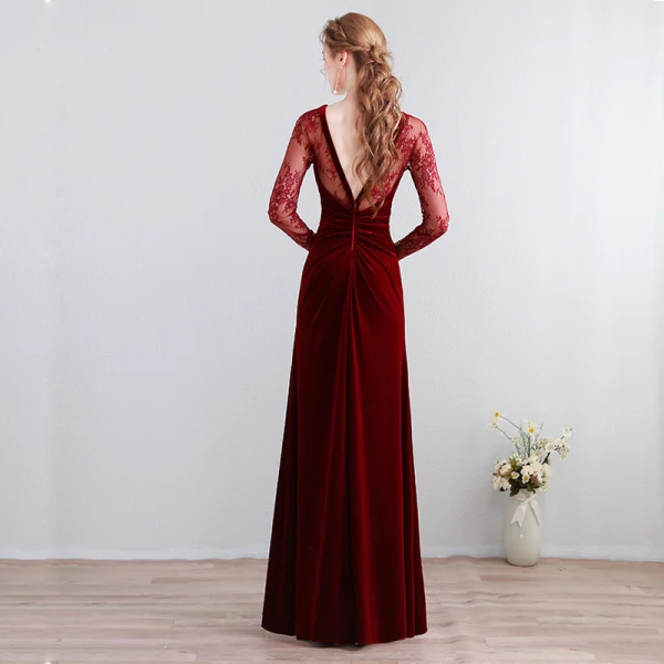 Modern / Fashion Floor-Length / Long Burgundy Evening Dresses 2018 Trumpet / Mermaid V-Neck Lace-up Charmeuse Backless Pierced Formal Dresses