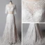 2 Piece Classic Elegant Ivory Court Train Wedding 2018 Trumpet / Mermaid U-Neck Lace-up Appliques Backless Embroidered Wedding Dresses