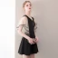 Modern / Fashion Black Short Graduation Dresses 2018 A-Line / Princess V-Neck Charmeuse Lace-up Backless Homecoming Formal Dresses