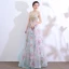 Chic / Beautiful Multi-Colors Floor-Length / Long Evening Dresses  2018 A-Line / Princess U-Neck Tulle Appliques Backless Beading Printing Evening Party Formal Dresses