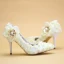Luxury / Gorgeous Champagne Lace Wedding High Heels 8 cm Appliques Beading Pearl Pointed Toe Wedding Shoes 2018