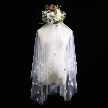 Chic Belle Blanche Courte Voile De Mariée Dentelle Fleur Chiffon Mariage Accessorize 2019