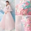 Chic / Beautiful Pearl Pink Prom Dresses 2018 A-Line / Princess Floor-Length / Long V-Neck Tulle Appliques Backless Beading Prom Formal Dresses