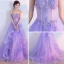 Chic / Belle 2017 Violet Princesse Dentelle Bustier Fait main Appliques Dos Nu Robe De Ceremonie Robe De Soirée