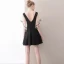 Modern / Fashion Black Short Graduation Dresses 2018 A-Line / Princess V-Neck Charmeuse Lace-up Backless Homecoming Formal Dresses