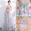 Chic / Beautiful Multi-Colors Floor-Length / Long Evening Dresses  2018 A-Line / Princess U-Neck Tulle Appliques Backless Beading Printing Evening Party Formal Dresses