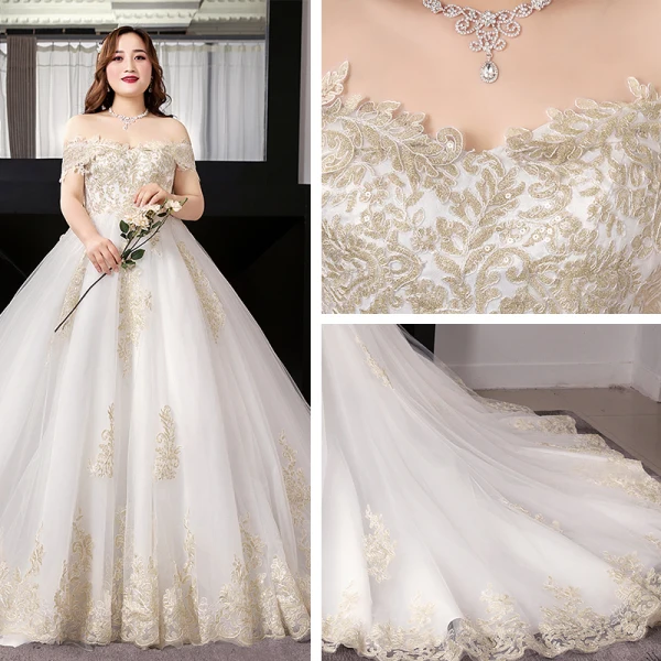 Luxury / Gorgeous White Plus Size Ball Gown Wedding Dresses 2019 Lace Tulle Appliques Backless Embroidered Strapless Cathedral Train Wedding