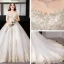 Luxury / Gorgeous White Plus Size Ball Gown Wedding Dresses 2019 Lace Tulle Appliques Backless Embroidered Strapless Cathedral Train Wedding
