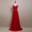 Chic / Beautiful 2017 Red Evening Dresses  V-Neck Striped Backless Pearl A-Line / Princess Formal Dresses