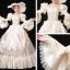 Vintage / Retro Medieval Elegant Ivory Ball Gown Prom Dresses 2021 U-Neck Long Sleeve Floor-Length / Long 3D Lace Beading Sequins Handmade  Cosplay Prom Formal Dresses