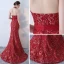 Amazing / Unique Red Evening Dresses  2017 Trumpet / Mermaid High Neck Lace Butterfly Appliques Backless Evening Party Formal Dresses