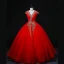 Ethnic Red Sequins Prom Dresses Ball Gown 2022 V-Neck Sleeveless Backless Floor-Length / Long Formal Dresses