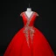 Ethnic Red Sequins Prom Dresses Ball Gown 2022 V-Neck Sleeveless Backless Floor-Length / Long Formal Dresses