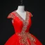 Ethnic Red Sequins Prom Dresses Ball Gown 2022 V-Neck Sleeveless Backless Floor-Length / Long Formal Dresses