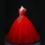 Ethnic Red Sequins Prom Dresses Ball Gown 2022 V-Neck Sleeveless Backless Floor-Length / Long Formal Dresses