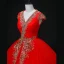 Ethnic Red Sequins Prom Dresses Ball Gown 2022 V-Neck Sleeveless Backless Floor-Length / Long Formal Dresses