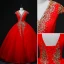 Ethnic Red Sequins Prom Dresses Ball Gown 2022 V-Neck Sleeveless Backless Floor-Length / Long Formal Dresses