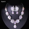 Baroque Dark Green Crystal Rhinestone Prom Necklaces Earrings 2023 Alloy Accessories