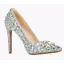 Glittrande Multi-Färger Rhinestone Afton Pumps 2022 Läder 10 cm Stilettklackar Spetsiga Pumps Högklackade