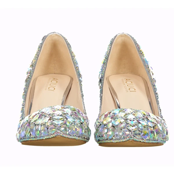 Mooie / Prachtige Multi-Kleuren Avond Rhinestone Pumps 2022 Leer 8 cm Naaldhakken / Stiletto Spitse Neus Pumps Hoge Hakken