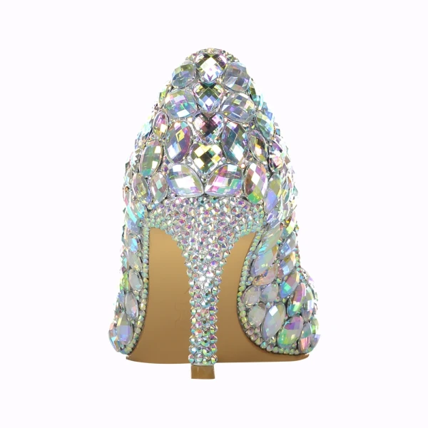 Mooie / Prachtige Multi-Kleuren Avond Rhinestone Pumps 2022 Leer 8 cm Naaldhakken / Stiletto Spitse Neus Pumps Hoge Hakken