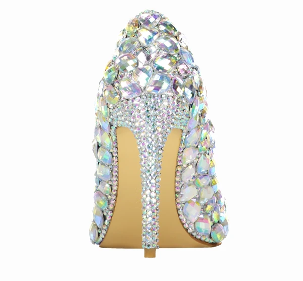 Glittrande Multi-Färger Rhinestone Afton Pumps 2022 Läder 10 cm Stilettklackar Spetsiga Pumps Högklackade
