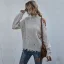 Ripped Black Knitting Women Sweaters 2021 High Neck Loose Cotton Casual Fall Winter Long Sleeve Street Wear Tops