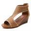 Bohemia Summer Brown Beach Street Wear Womens Sandals 2022 Rhinestone 5 cm Wedges Open / Peep Toe Sandals