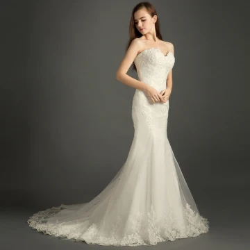 Chic Beautiful Wedding Dresses 2017 White Trumpet Mermaid Chapel Train Cascading Ruffles Sweetheart Backless Sleeveless Pearl Beading Lace Appliques