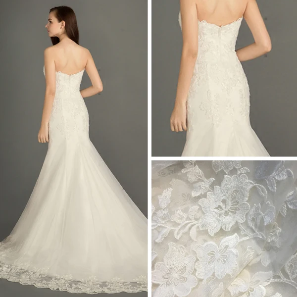 Fine Brudekjoler 2017 Hvit Trompet / Havfrue Chapel Train Gripende Ruffles Kjæreste Ryggløse Uten Ermer Perle Beading Blonder Appliques