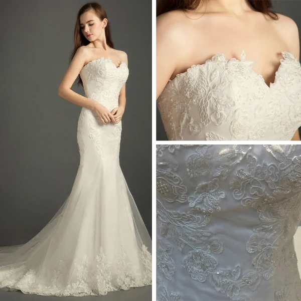 Fine Brudekjoler 2017 Hvit Trompet / Havfrue Chapel Train Gripende Ruffles Kjæreste Ryggløse Uten Ermer Perle Beading Blonder Appliques