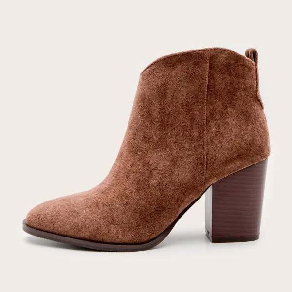 Fashion Khaki Casual Suede Womens Boots 2022 8 cm Thick Heels Pointed Toe Boots