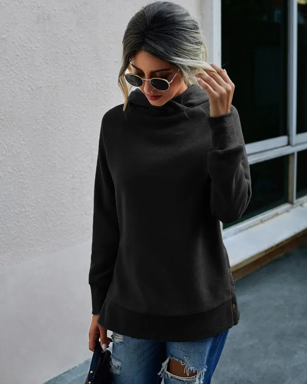 Comfortable Casual Women Tops Green Hoodies 2021 Solid Color Loose Hooded Street Wear Fall Winter Long Sleeve Sweatshirts