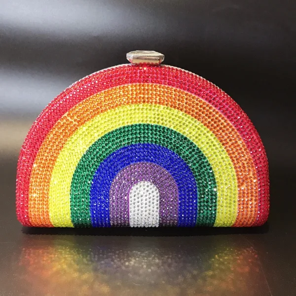 Moda Multi-Kolory Rhinestone Tęcza Zużycie ulicy Kopertówki 2022