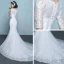 Simple Robe De Mariée 2017 Blanche Trompette / Sirène Chapel Train Encolure Dégagée 1/2 Manches En Dentelle Appliques