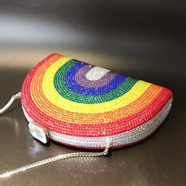 Moda Multi-Kolory Rhinestone Tęcza Zużycie ulicy Kopertówki 2022