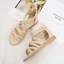 Bohemia Beige Summer Beach Street Wear Womens Sandals 2022 Flat Ankle Strap Open / Peep Toe Sandals