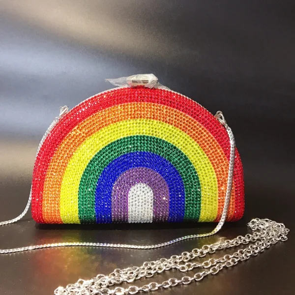 Moda Multi-Kolory Rhinestone Tęcza Zużycie ulicy Kopertówki 2022