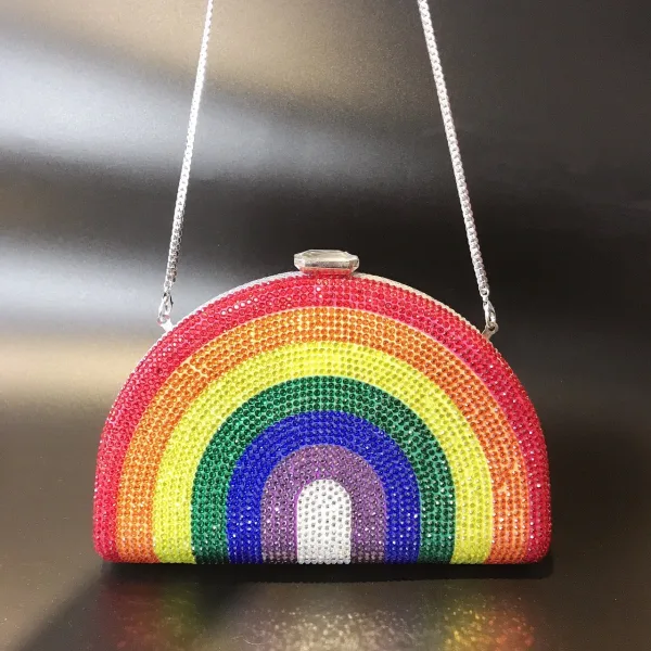 Moda Multi-Kolory Rhinestone Tęcza Zużycie ulicy Kopertówki 2022