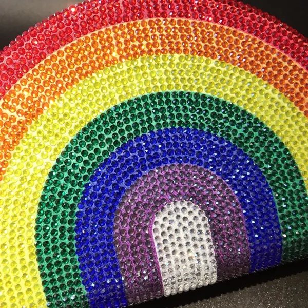 Moda Multi-Kolory Rhinestone Tęcza Zużycie ulicy Kopertówki 2022