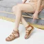 Bohemia Beige Summer Beach Street Wear Womens Sandals 2022 Flat Ankle Strap Open / Peep Toe Sandals