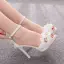 Chic / Beautiful White Appliques Ankle Strap Prom Outdoor / Garden Womens Sandals 2025 10 cm Stiletto Heels Open / Peep Toe Sandals High Heels