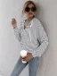 Fashion Casual Women White Stripe Sweatshirts Hoodies 2021 V-Neck Hooded Zipper Fall Long Sleeve Loose Tops