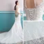 Abordable Robe De Mariée 2017 Blanche Trompette / Sirène Encolure Dégagée Sans Manches Dos Nu Chapel Train Perle En Dentelle Appliques