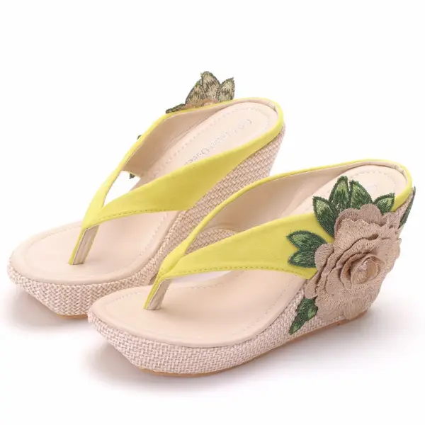 Bohême Blanche Plage Brodé Sandales Femme 2023 9 cm Talons Aiguilles Peep Toes / Bout Ouvert Sandales Talons Hauts