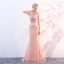 Chic / Belle Perle Rose Transparentes Robe De Soirée 2018 Trompette / Sirène Encolure Dégagée Sans Manches Perle Métal Ceinture Train De Balayage Dos Nu Robe De Ceremonie